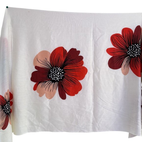 Pashmina Shawl/Scarf 100% Pashmina Wool White Floral Knit Tassle Size 76" x 26" - Picture 3 of 7